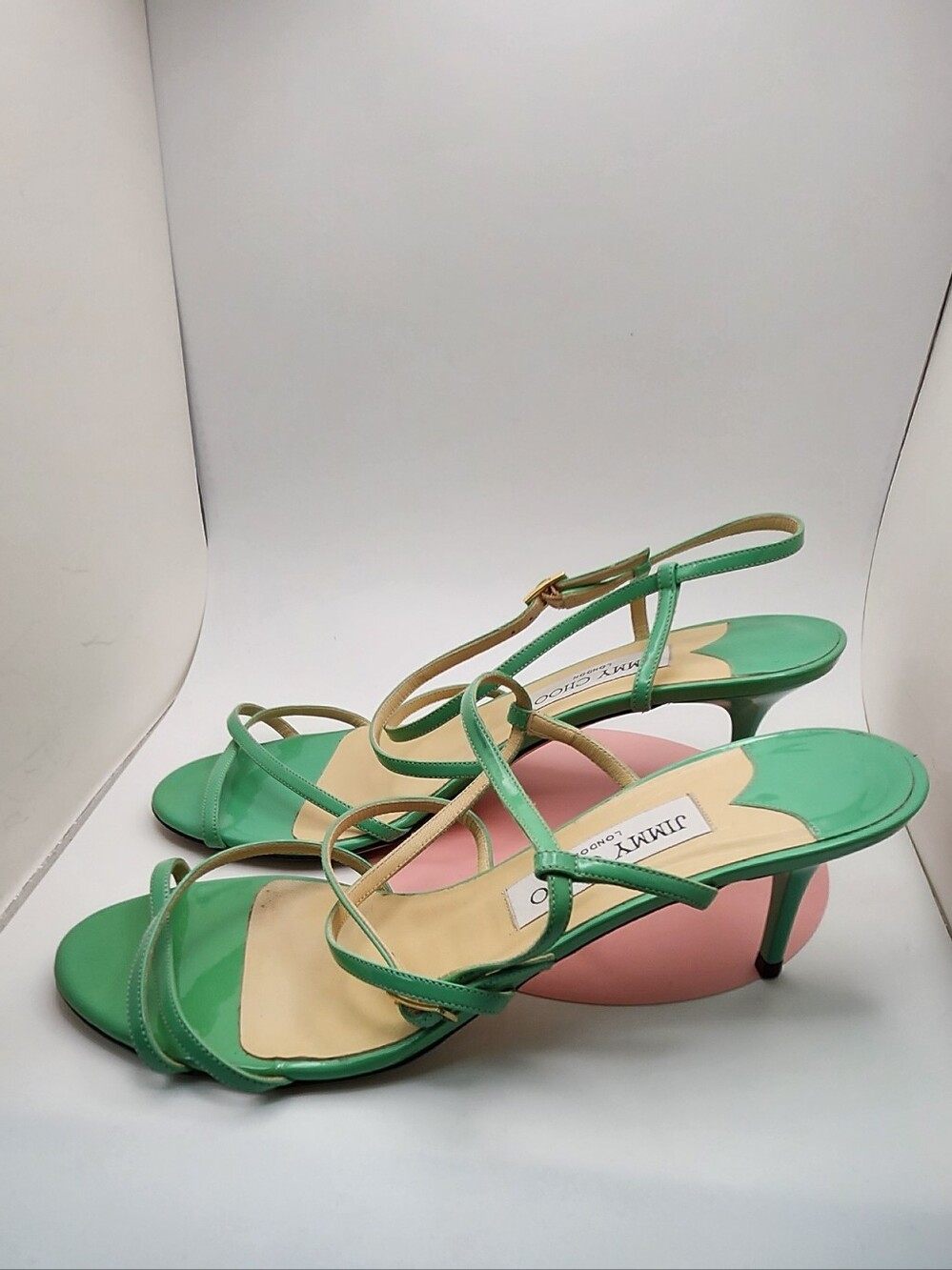 Jimmy Choo Green Patent Leather Strappy Sandals